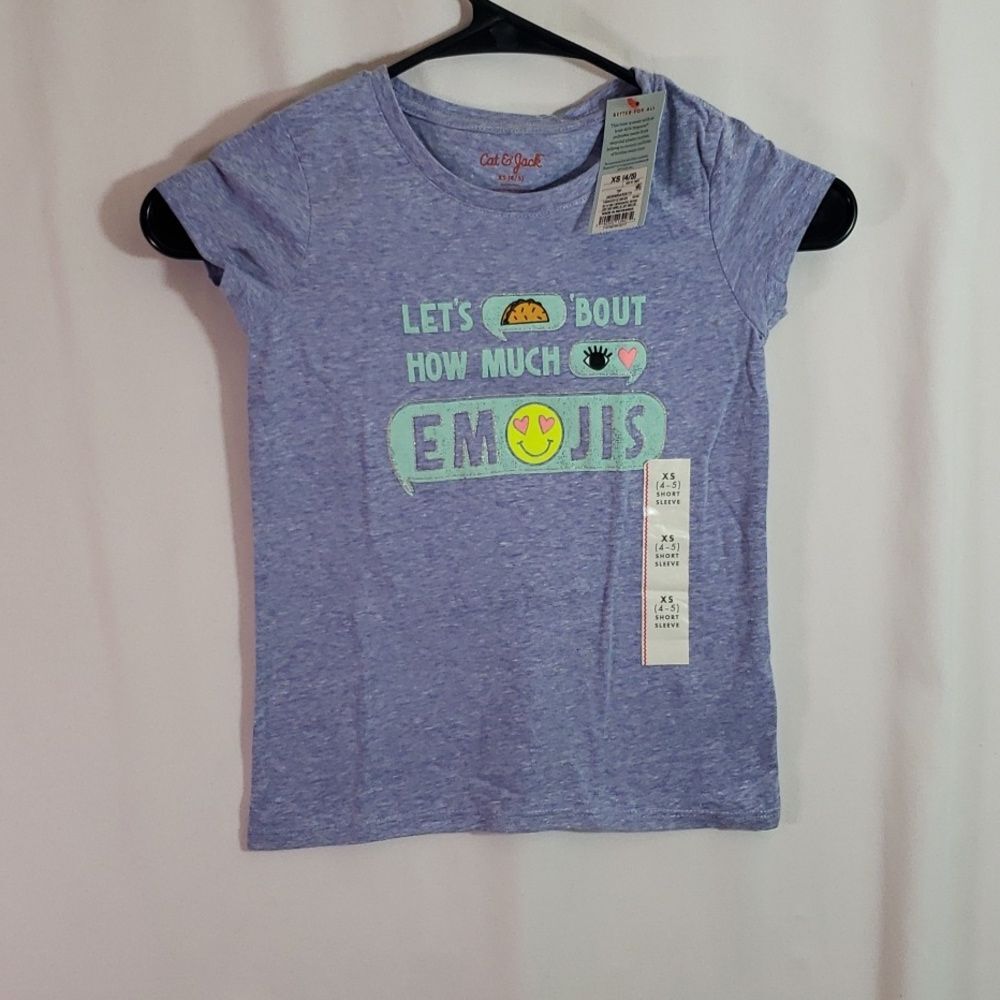 Cat and Jack Girls Emoji Shirt XS 4/5 (AE)